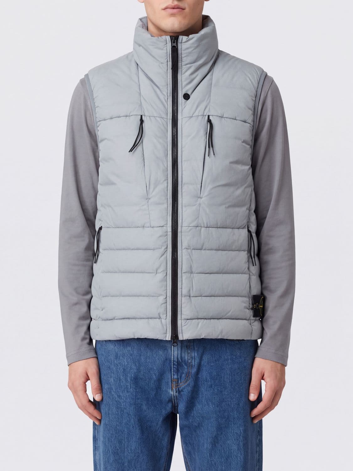 Stone Island Quilted Nylon Vest with Funnel Neck and Compass Logo