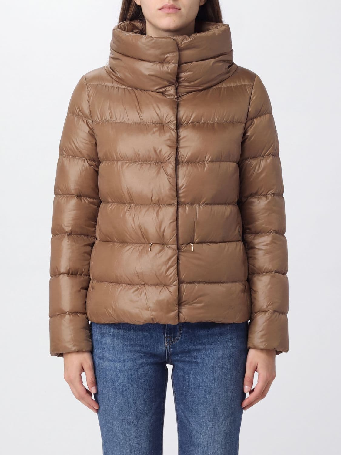 Herno Short Quilted Ultralight Nylon Down Jacket with High Neck and Drawstring