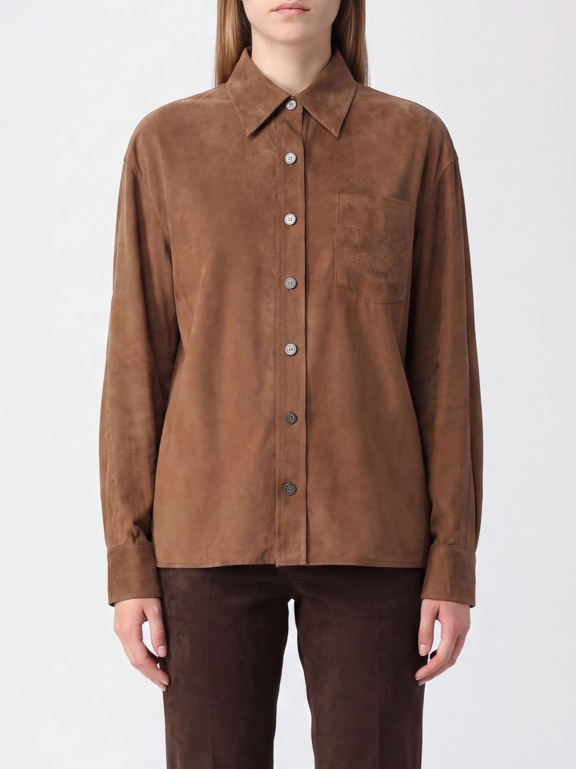 Pinko Cupro and Viscose Twill Shirt with Dropped Shoulders