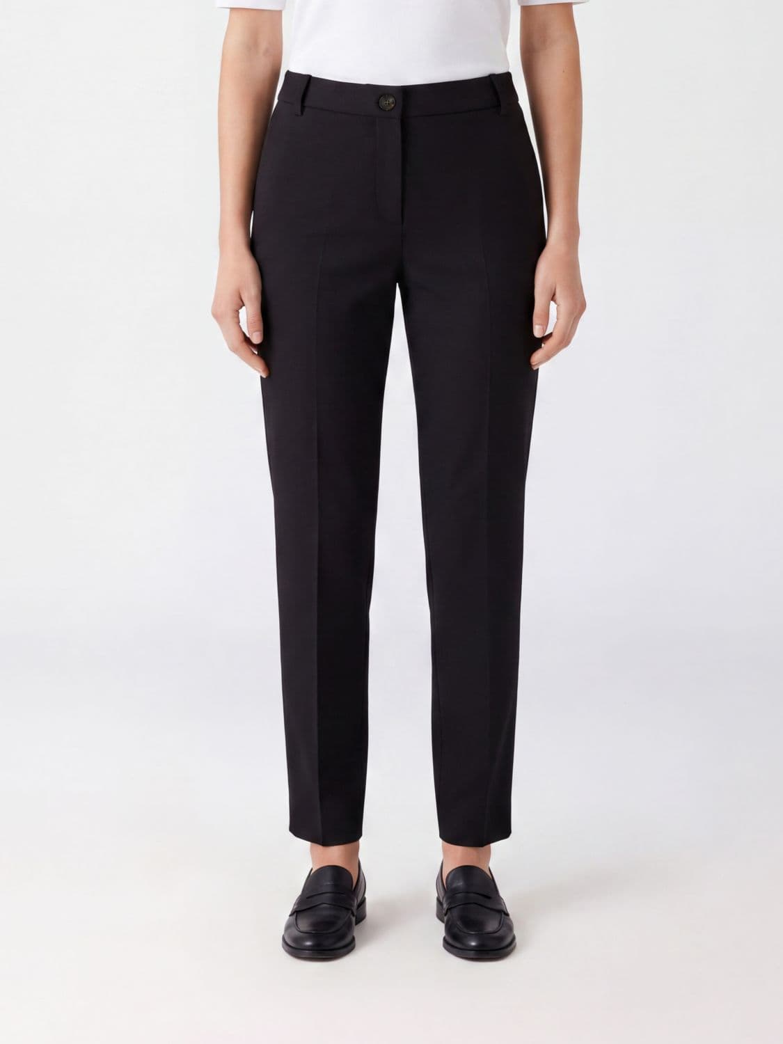 Pinko Slim Fit Stretch Crêpe Chino Trousers with a Mid-Rise Waist