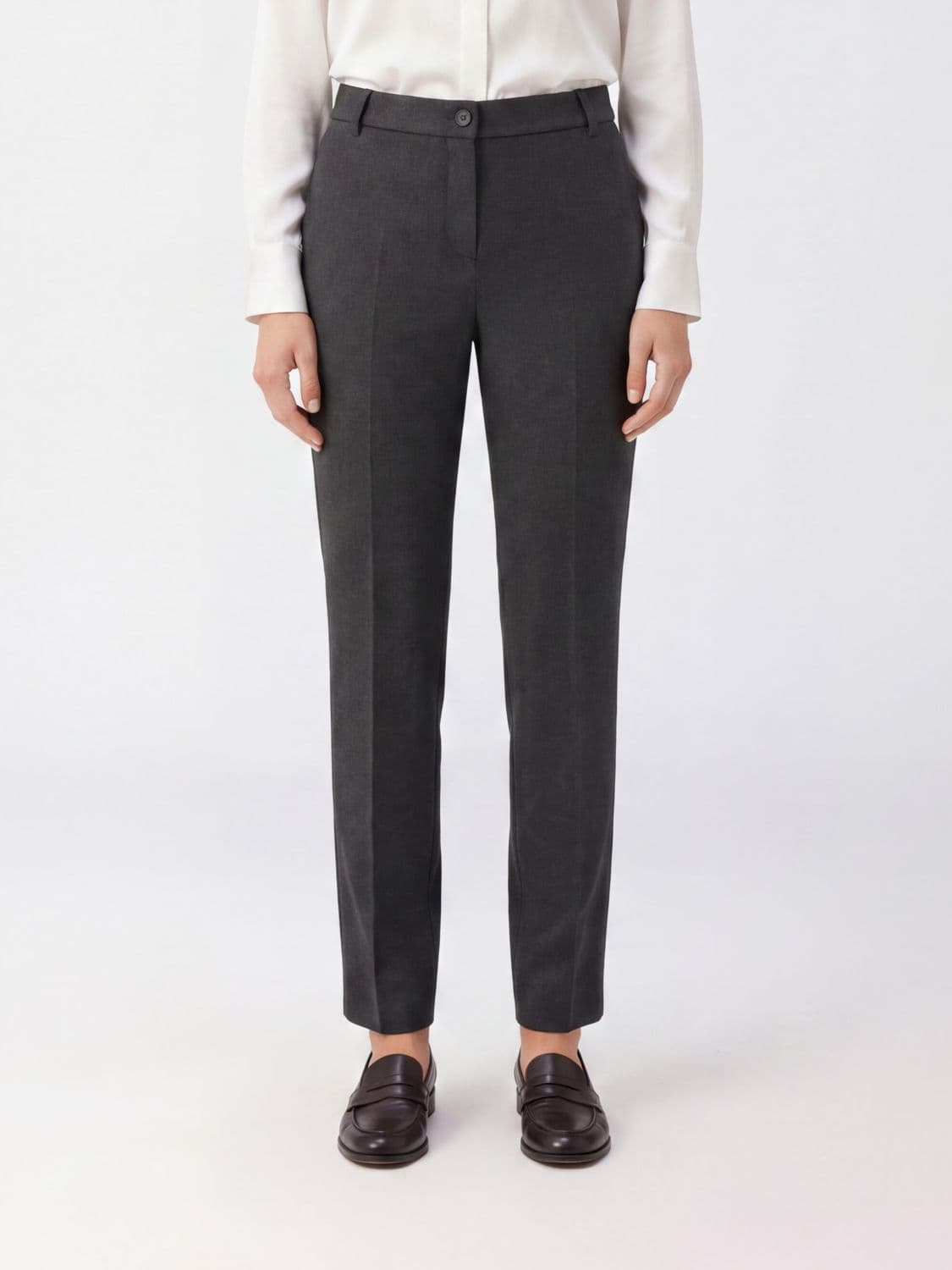 Pinko Slim Fit Stretch Crêpe Chino Trousers with a Mid-Rise Waist