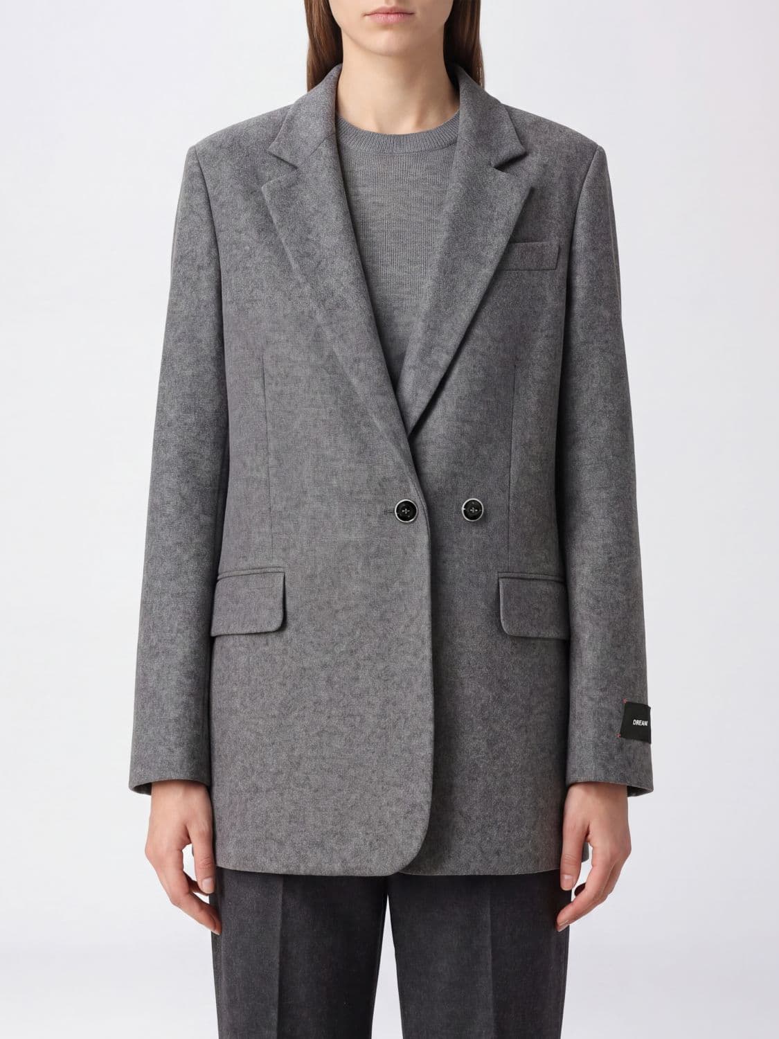 Pinko Double-Breasted Wool Blend Blazer with Classic Lapels