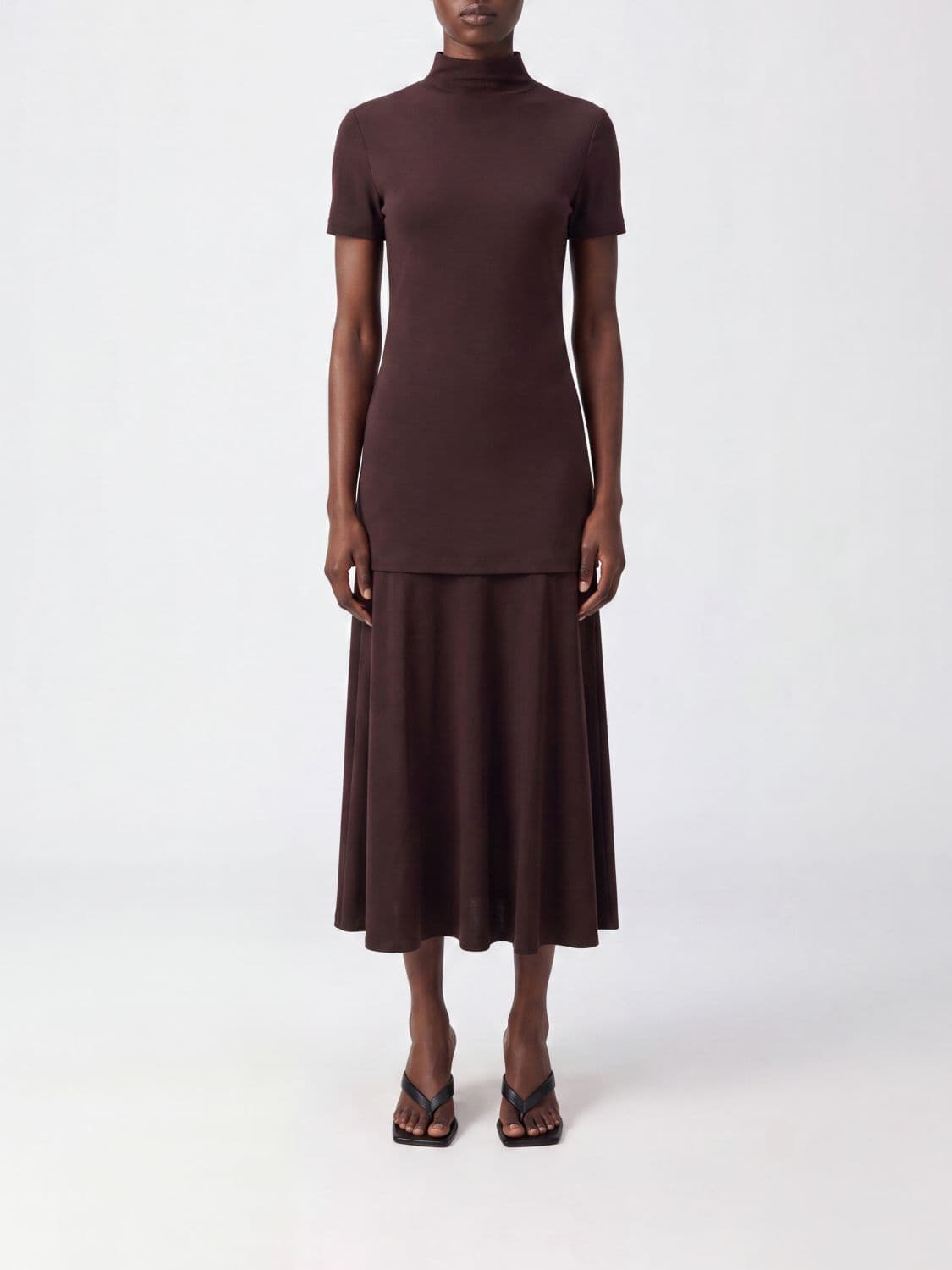 Jil Sander Slim Fit High-Neck Midi Dress in Viscose Blend