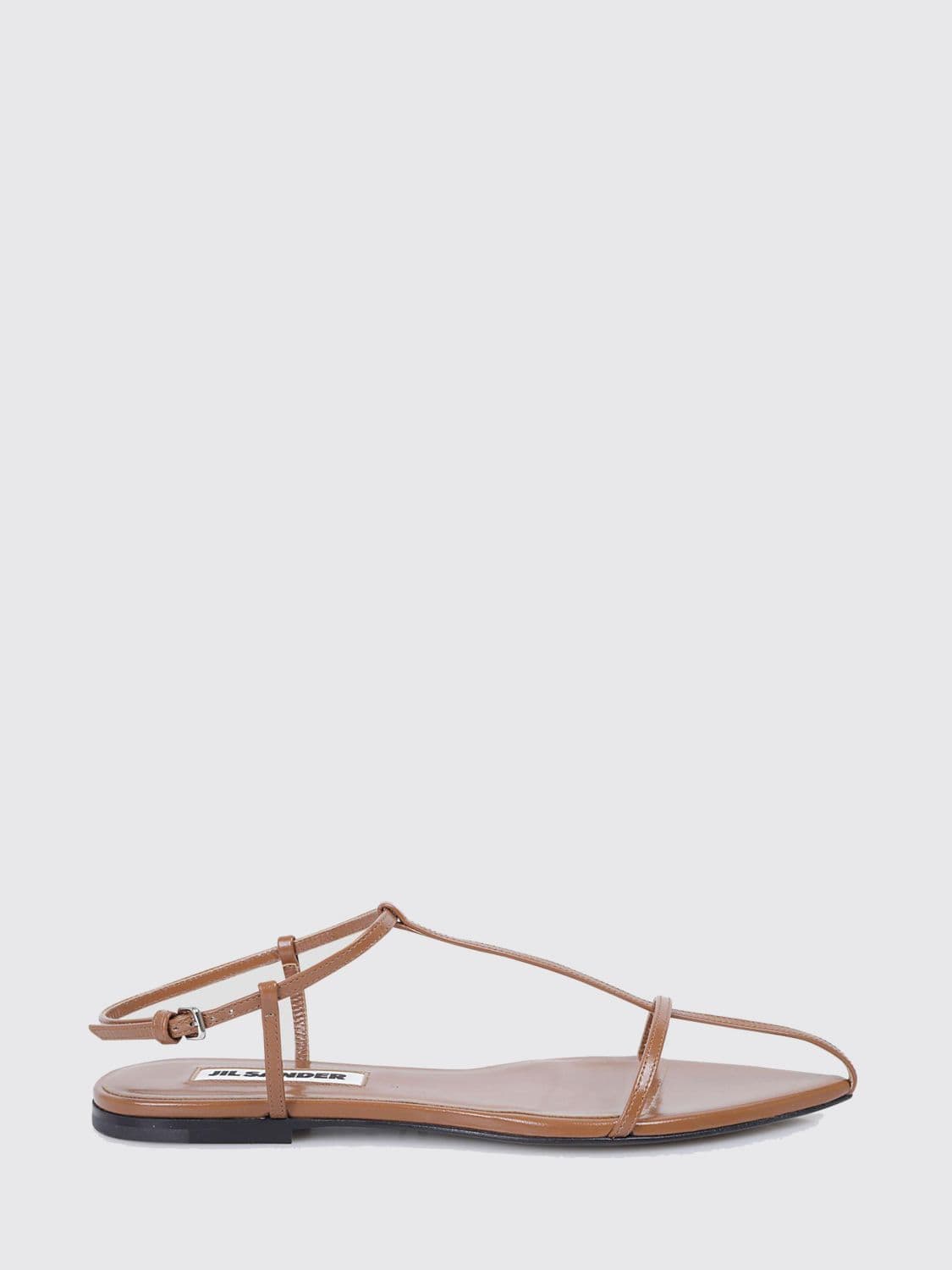 Jil Sander Cage Lambskin Leather Low-Heeled Sandals with Ankle Strap