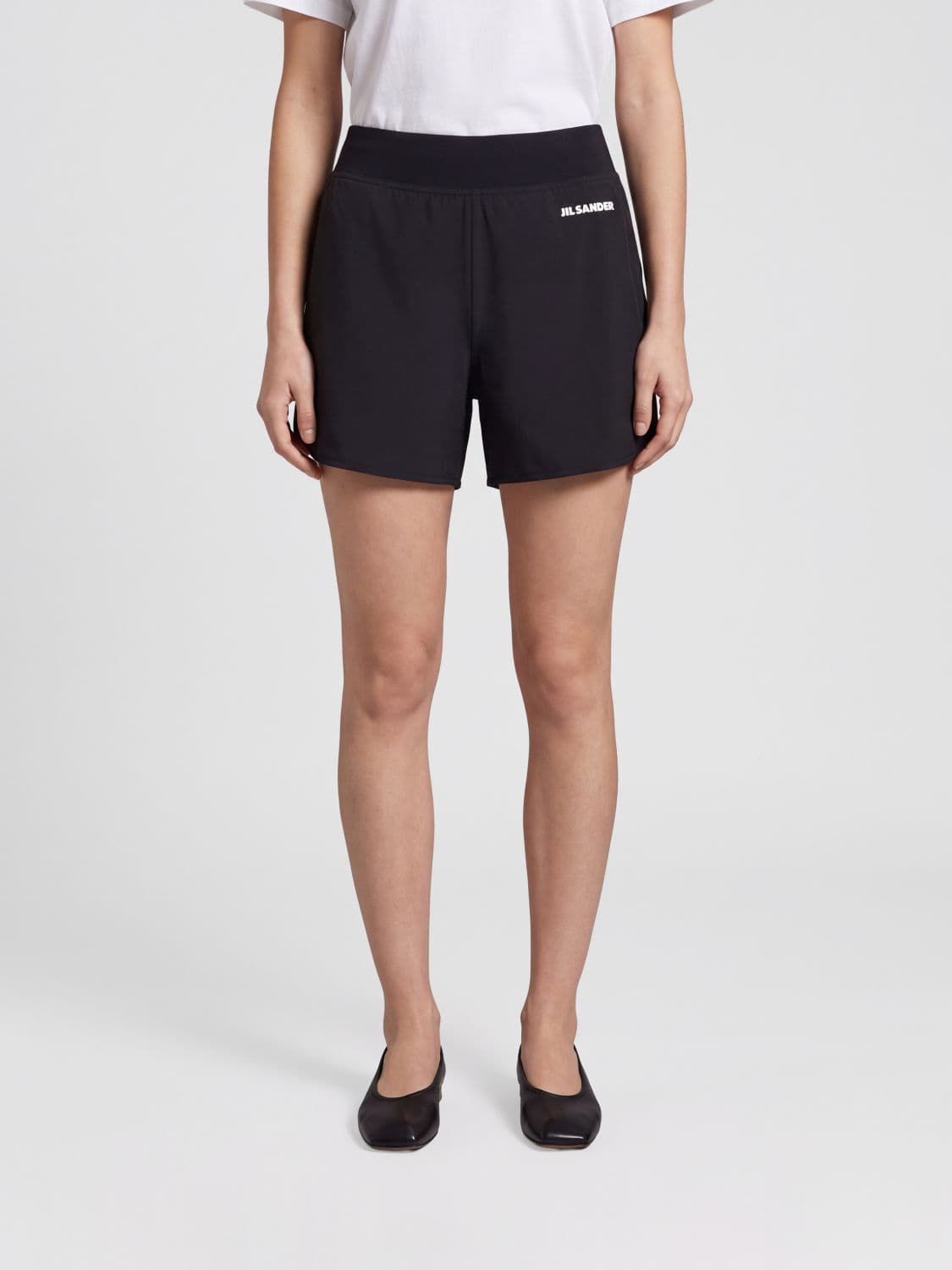 Jil Sander High-Waisted Technical Fabric Jogging Shorts with Contrast Logo