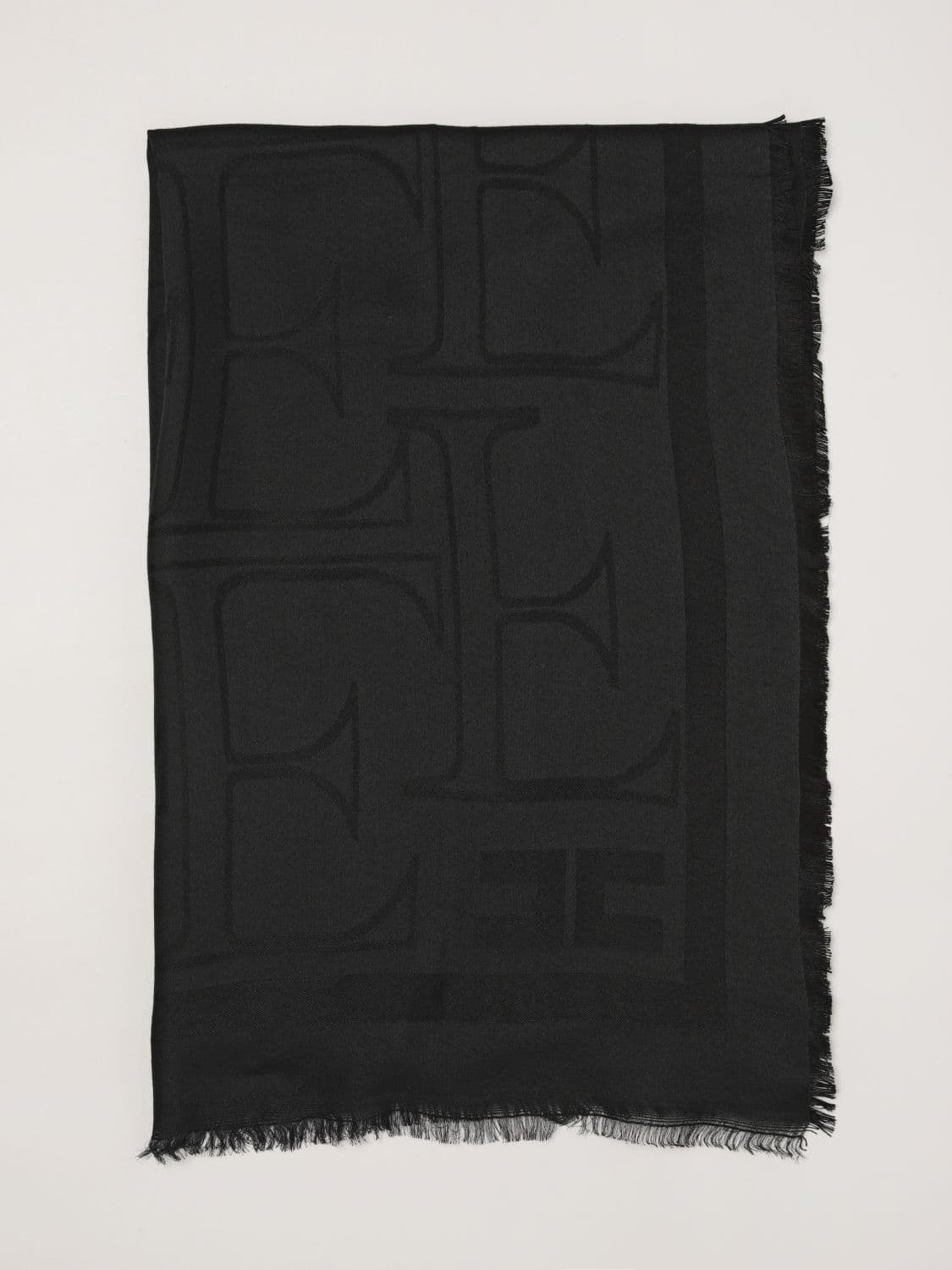 Elisabetta Franchi Modal and Viscose Scarf with Jacquard Logo and Fringed Edges · OS