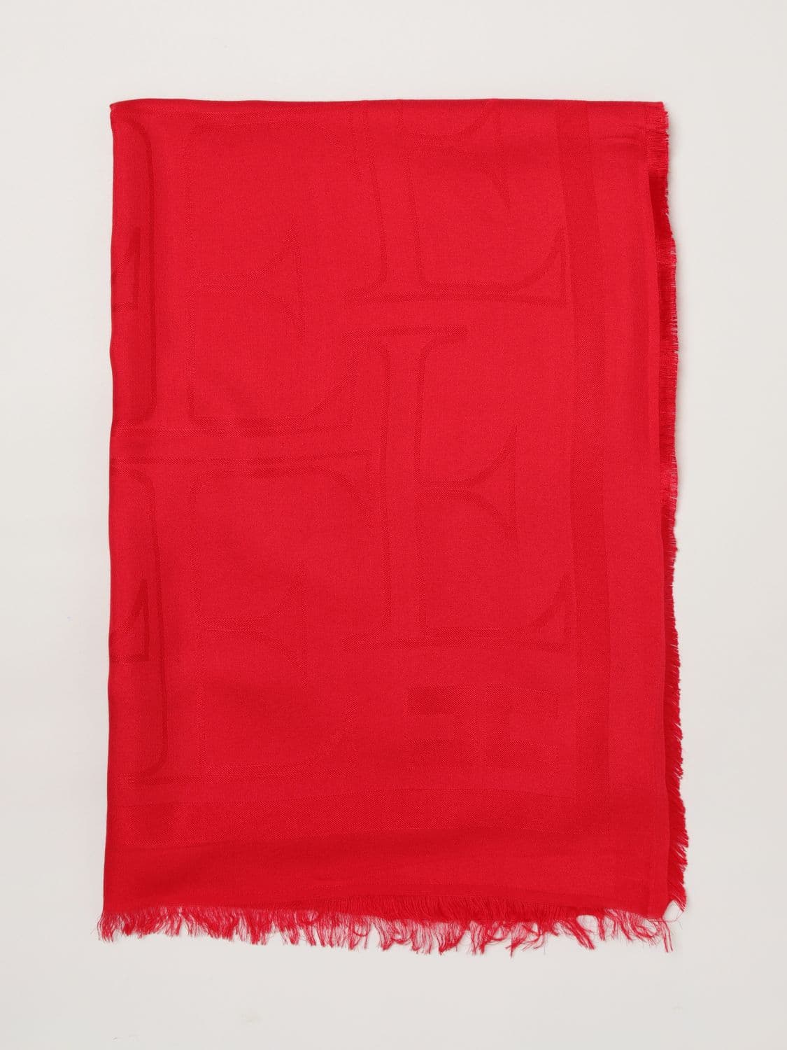 Elisabetta Franchi Modal and Viscose Scarf with Jacquard Logo and Fringed Edges · OS
