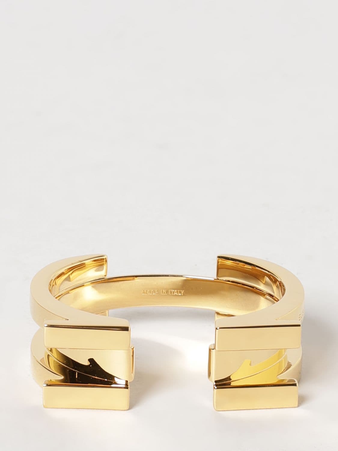Elisabetta Franchi Engraved Logo Bangle Bracelet in Gold-Tone Brass