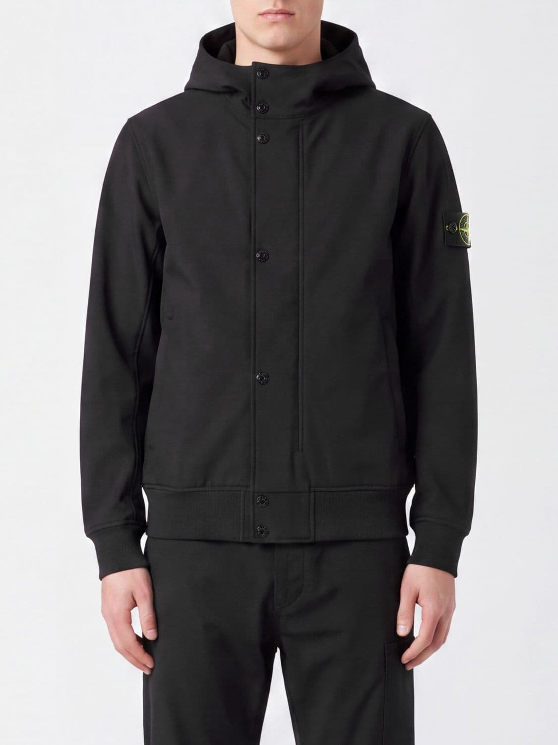 Stone Island Hooded Bomber Jacket in Water-Repellent Stretch Tech Fabric