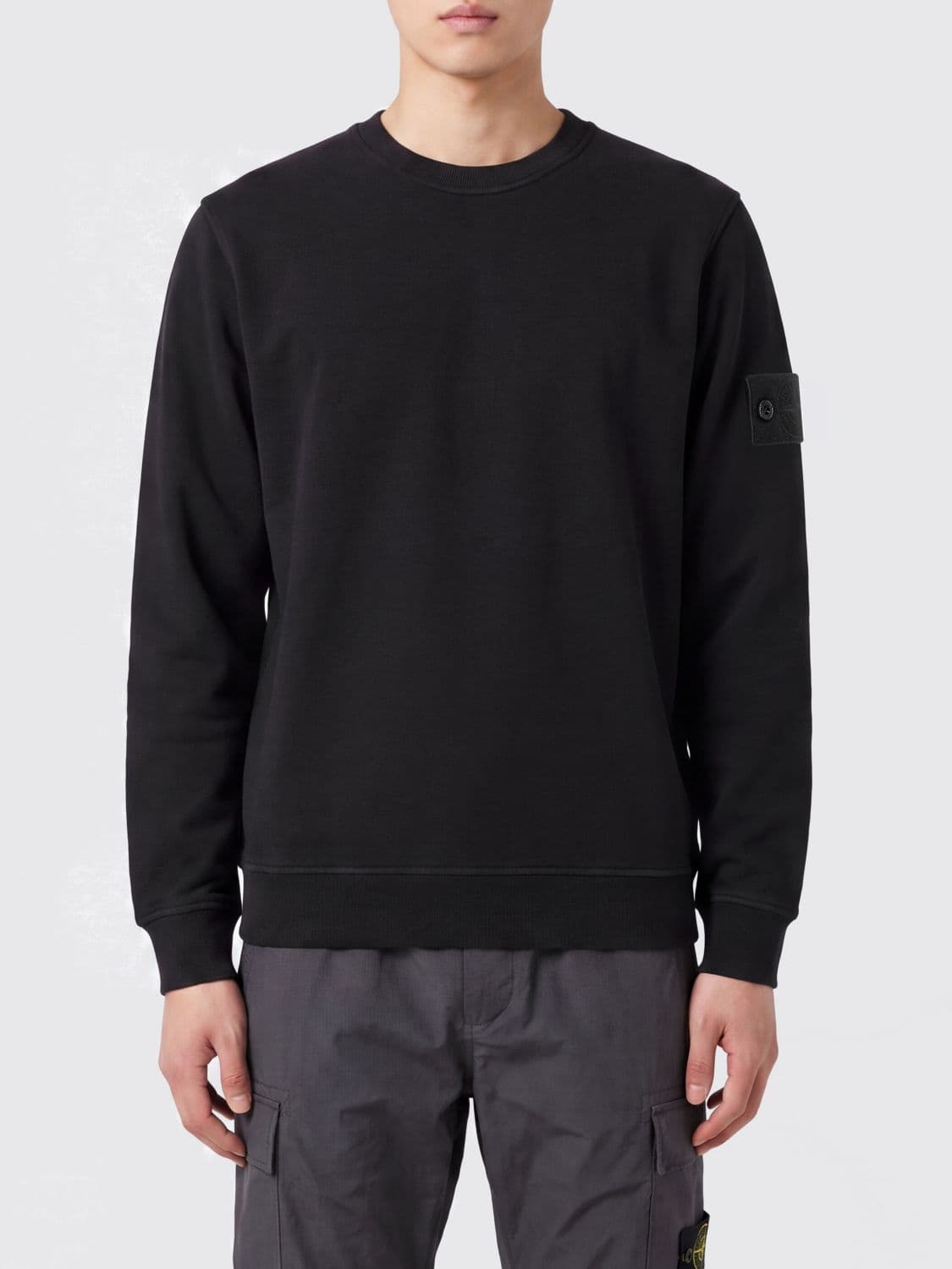 Stone Island Cotton Jersey Crewneck Sweatshirt with Compass Logo Patch · L