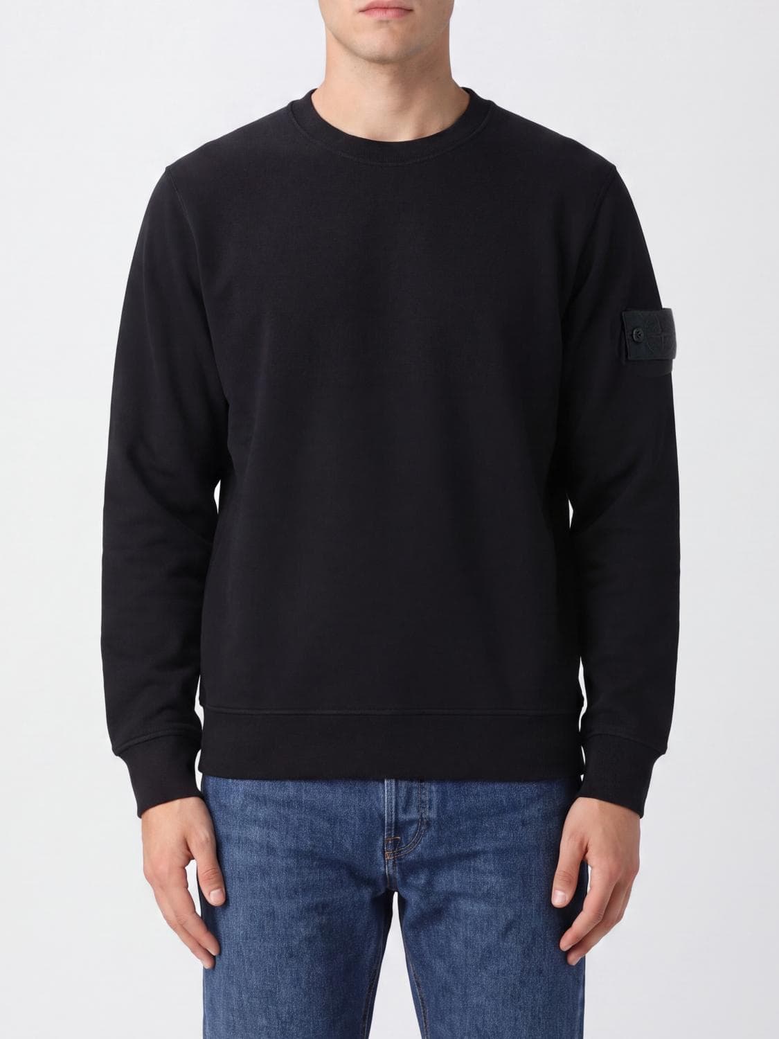 Stone Island Cotton Jersey Crewneck Sweatshirt with Compass Logo Patch