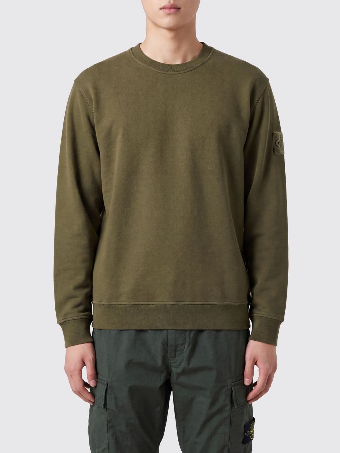 Stone Island Cotton Jersey Crewneck Sweatshirt with Compass Logo Patch