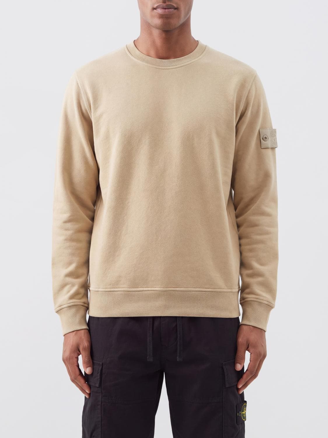 Stone Island Cotton Jersey Crewneck Sweatshirt with Compass Logo Patch