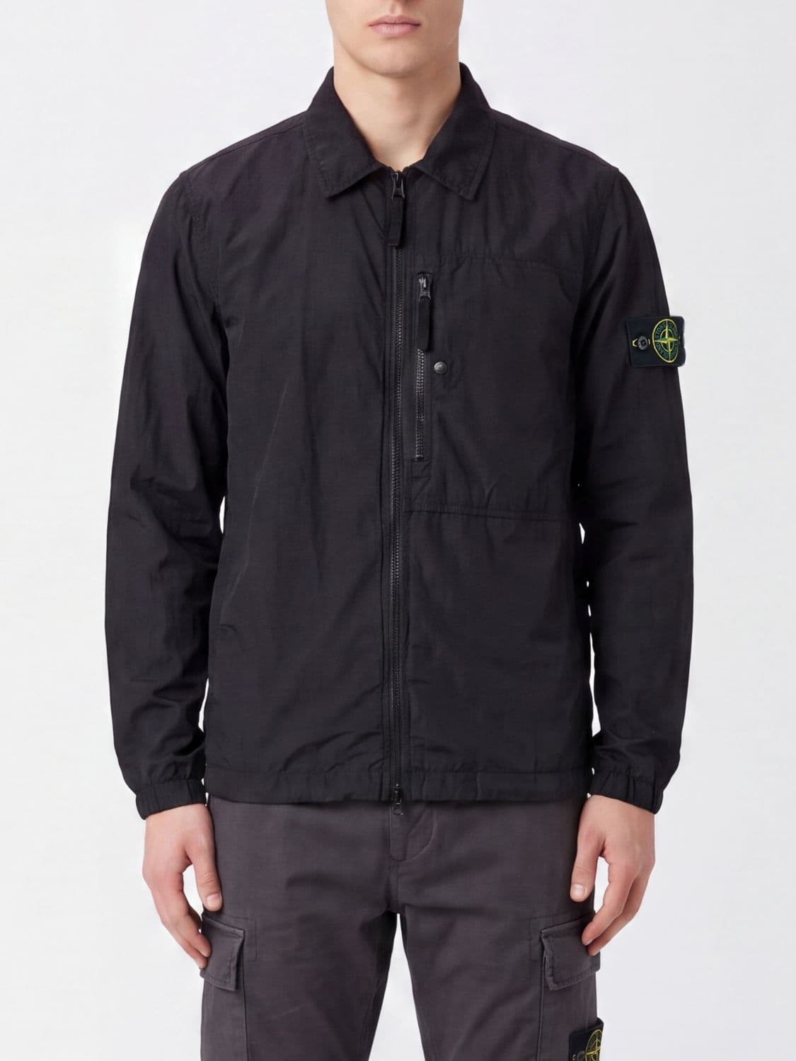 Stone Island Econyl Recycled Nylon Shirt Jacket with Zip and Logo