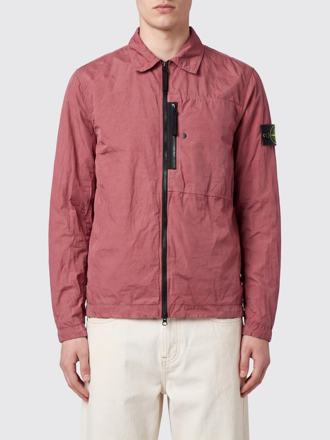 Stone Island Econyl Recycled Nylon Shirt Jacket with Zip and Logo