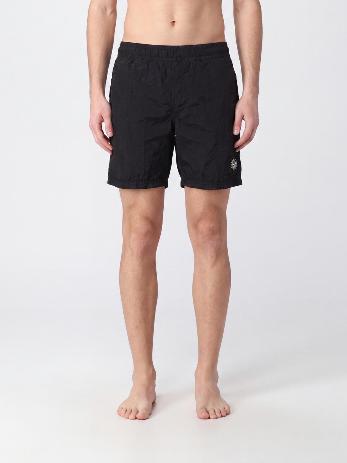 Stone Island Nylon Swim Shorts with Elasticated Waist and Logo Patch
