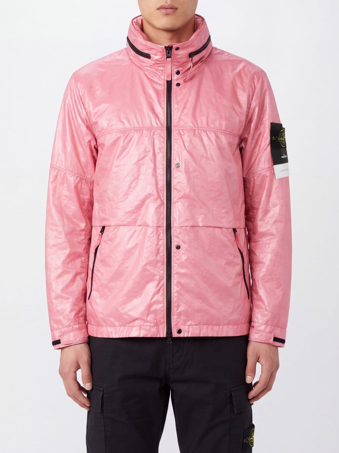 Stone Island Waterproof Nylon Windbreaker Jacket with Packable Hood