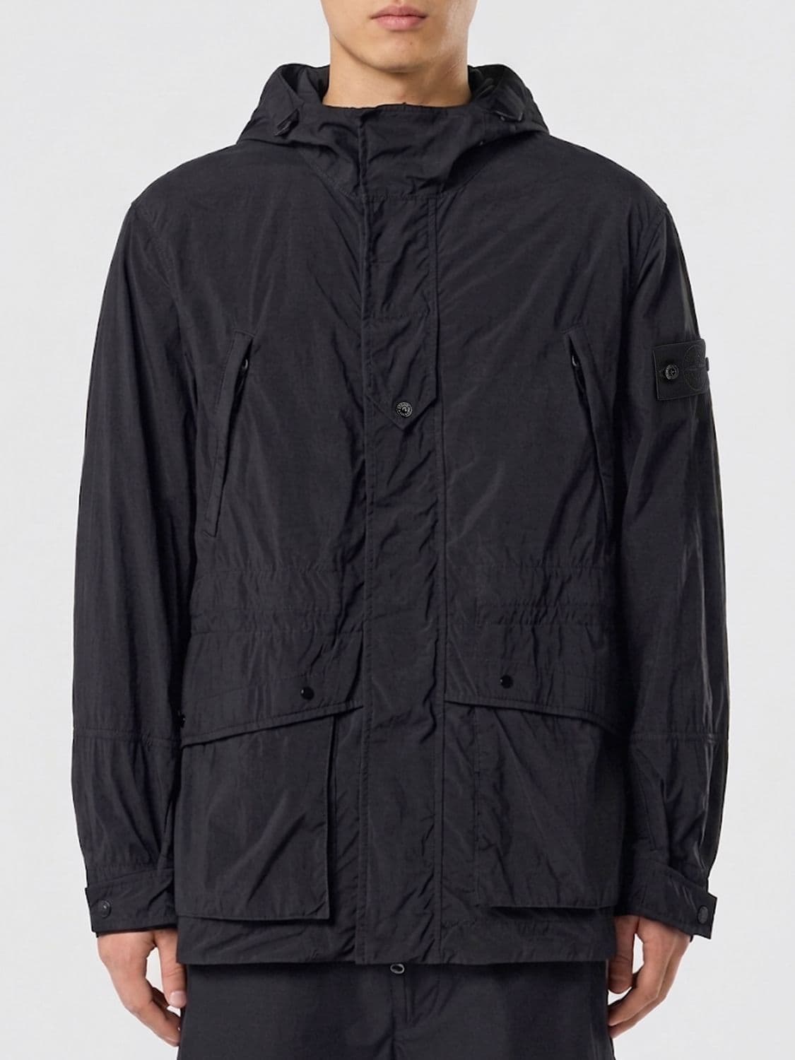 Stone Island Ghost Capsule Nylon Parka with Hood and Monochrome Logo
