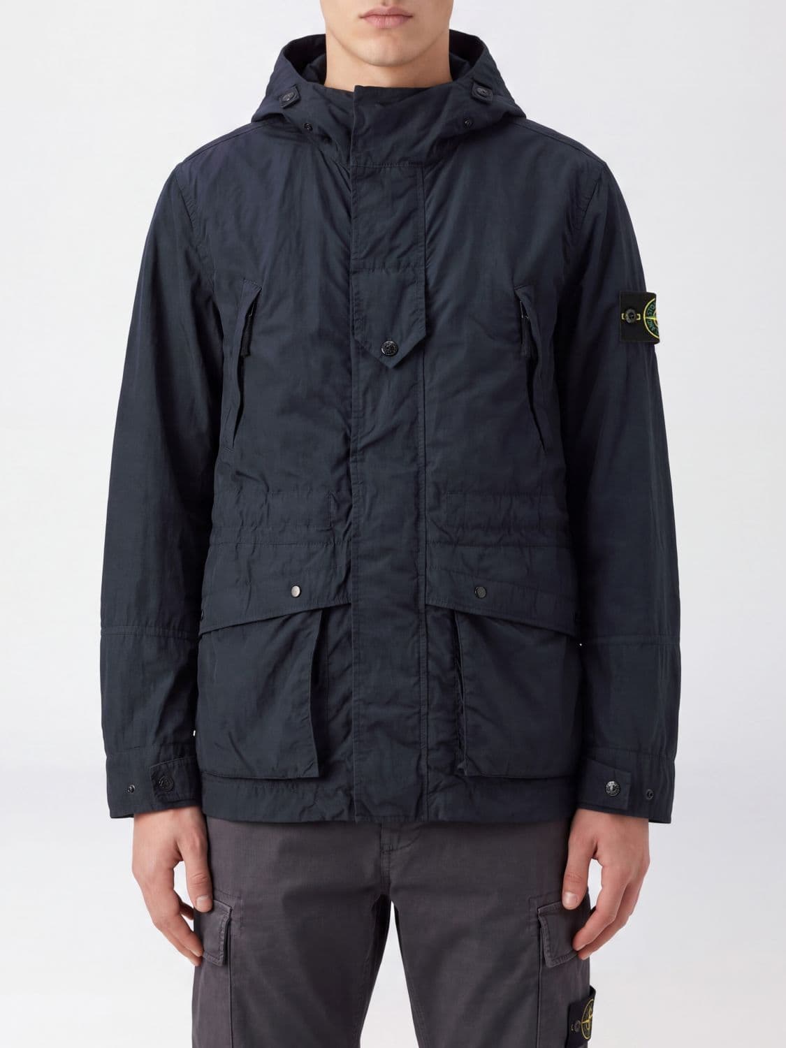 Stone Island Ghost Capsule Nylon Parka with Hood and Monochrome Logo