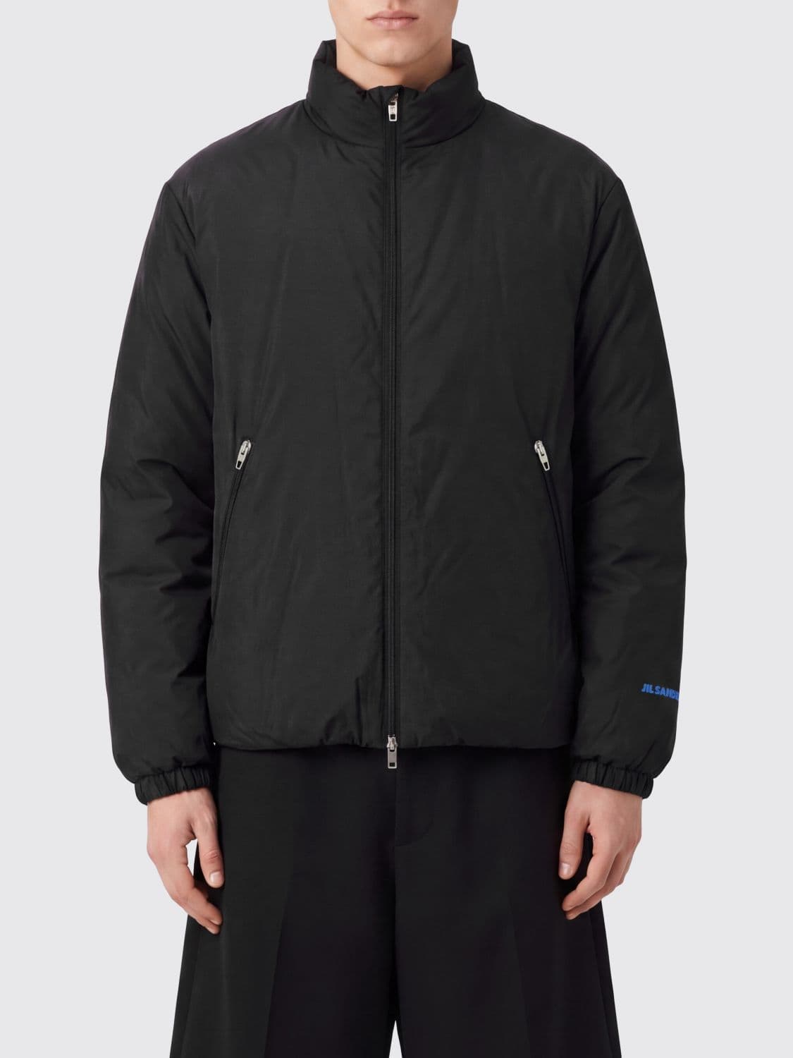 Jil Sander Quilted Taffeta Short Puffer Jacket with High Neck