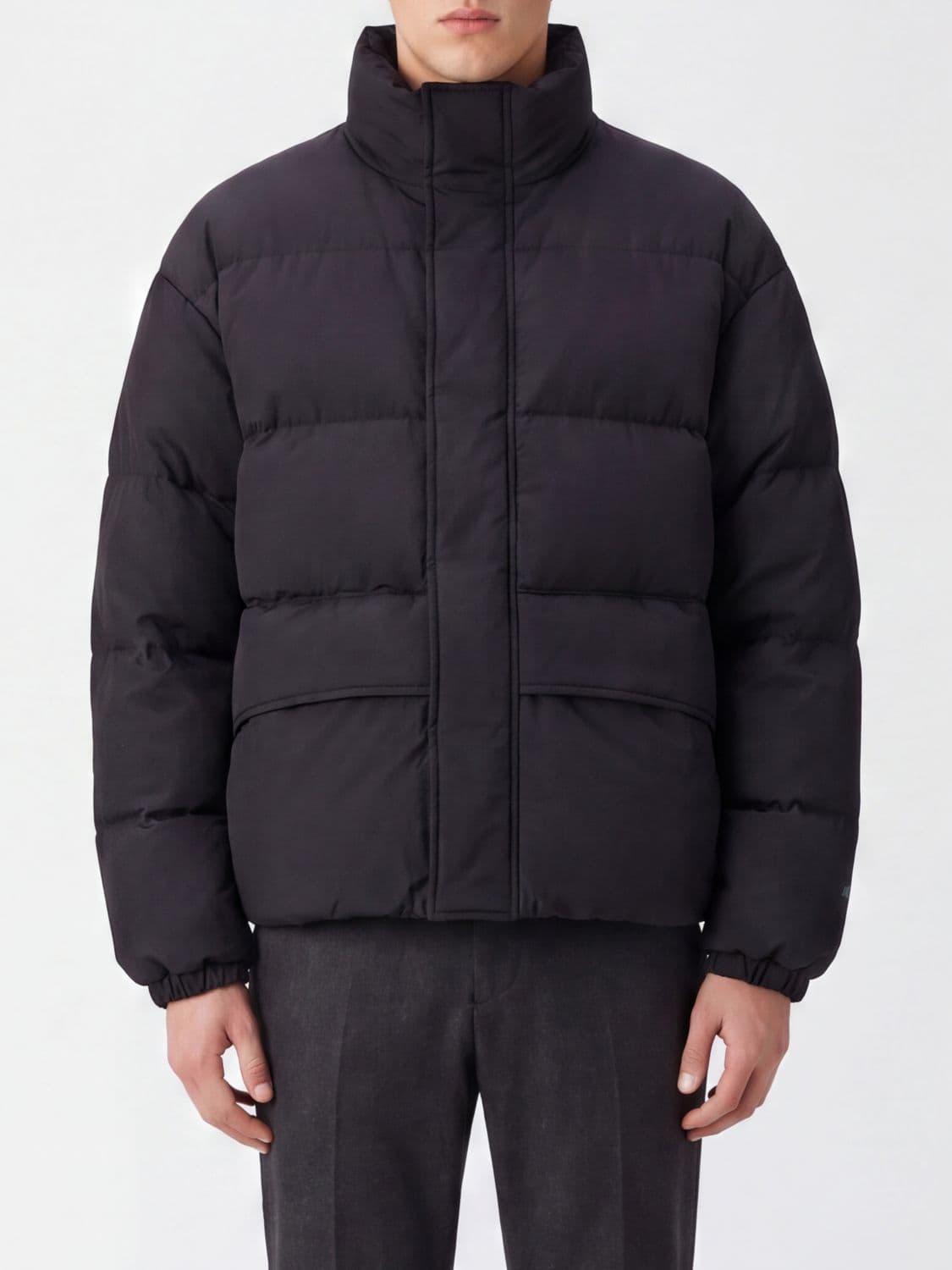 Jil Sander Quilted Nylon Short Puffer Jacket with High Neck