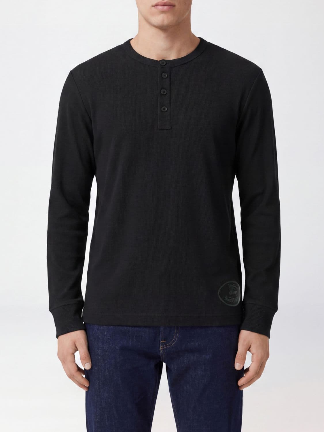 Burberry Long-Sleeved Cotton T-Shirt with Embroidered EKD Logo
