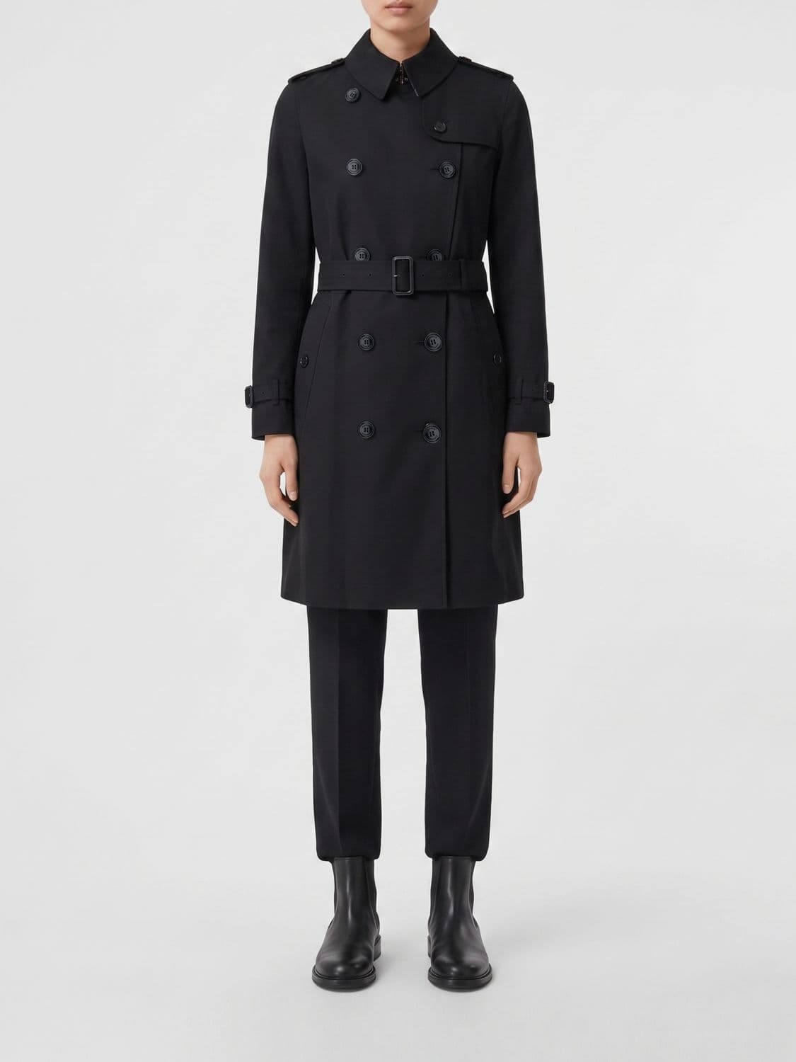 Burberry Double-Breasted Cotton Trench Coat with Belt and Epaulettes