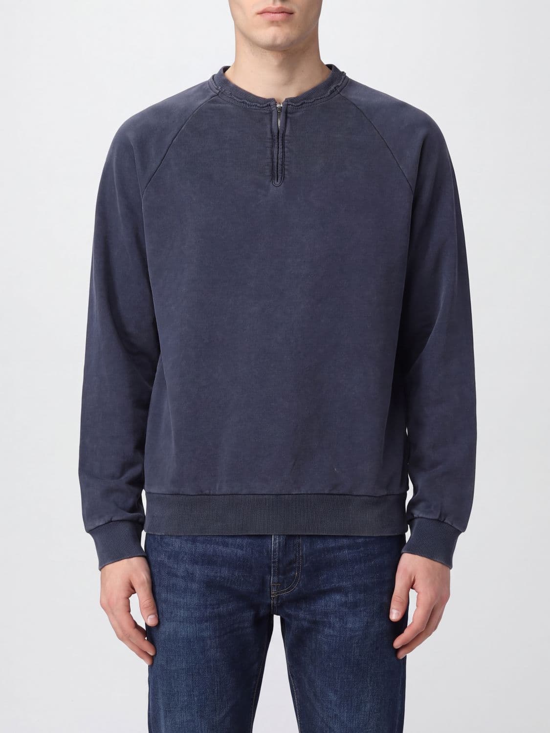 Tonywack Cotton Half-Zip Crewneck Sweatshirt with Dropped Shoulders · L