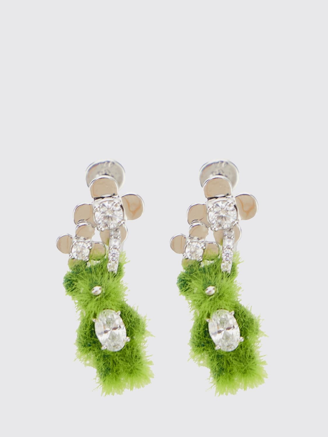 Yvmin 18k Gold-Plated Silver Dangle Earrings with Green Rhinestones · OS