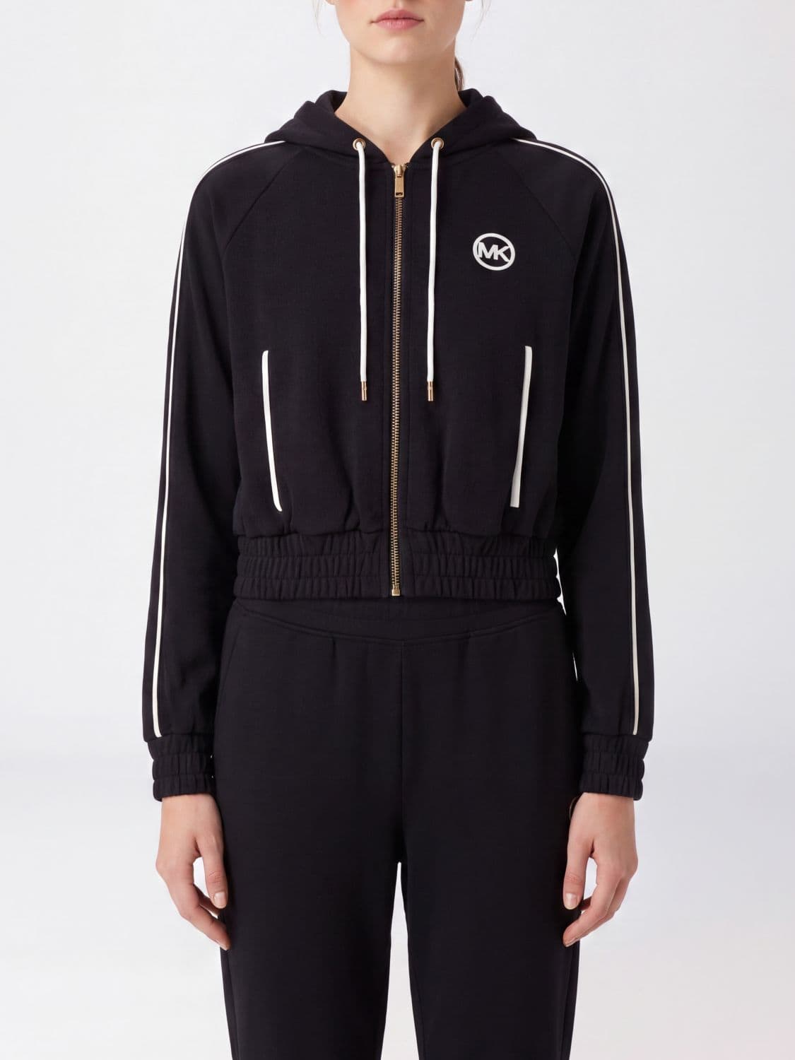 Michael Kors MK Monogram Logo Zip-Up Hoodie in Polyester