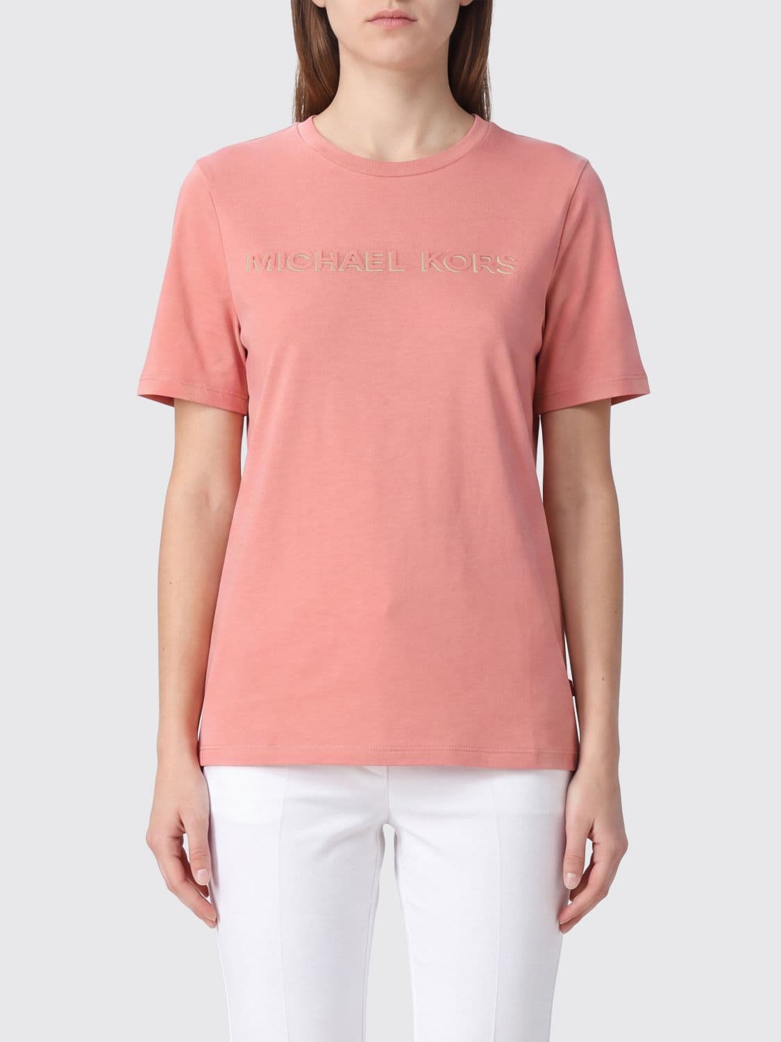 Michael Kors Cotton Crewneck T-shirt with Contrasting Front Logo