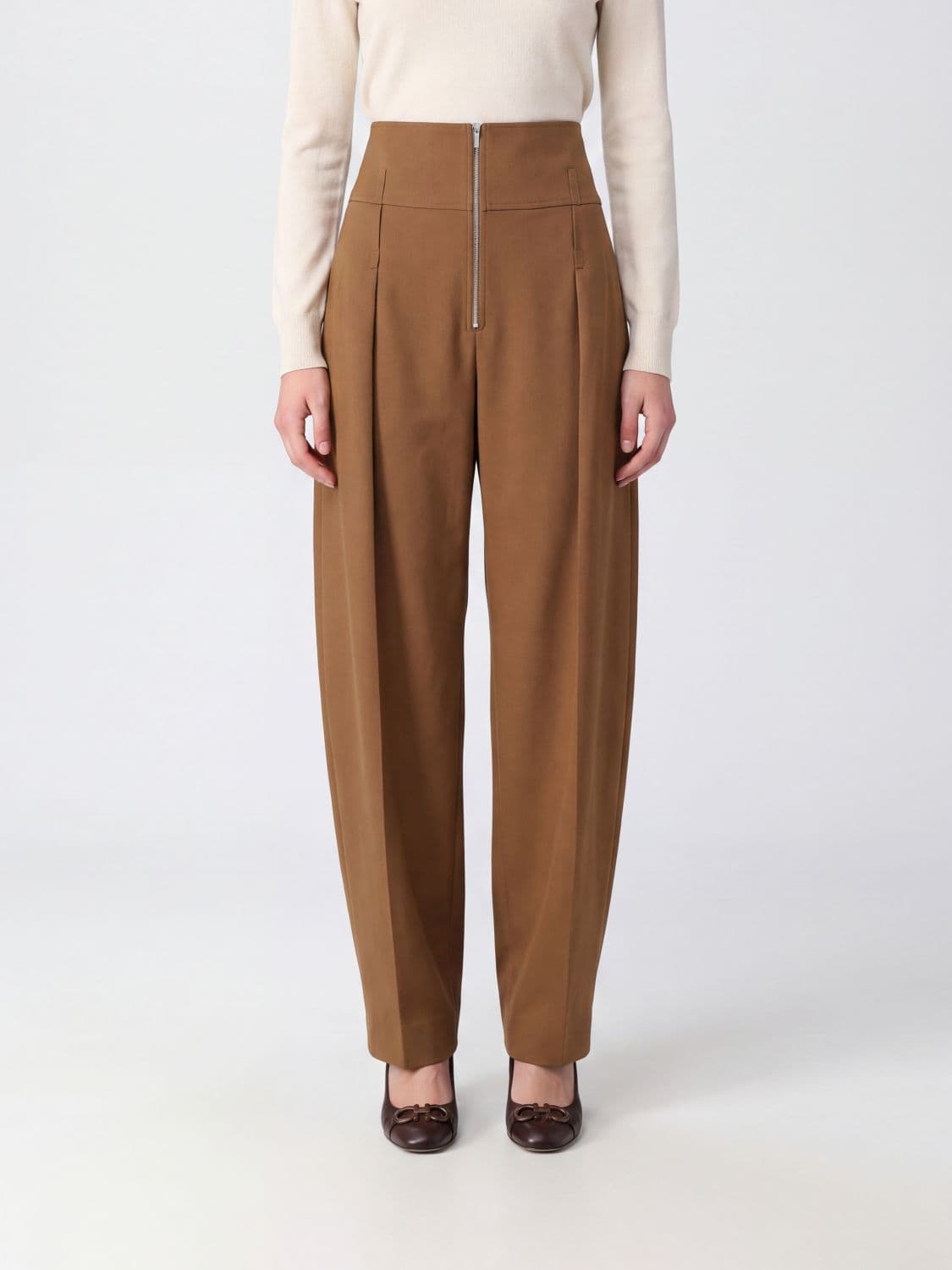 Ferragamo High-Waisted Wool and Cashmere Blend Wide-Leg Trousers with Pleats