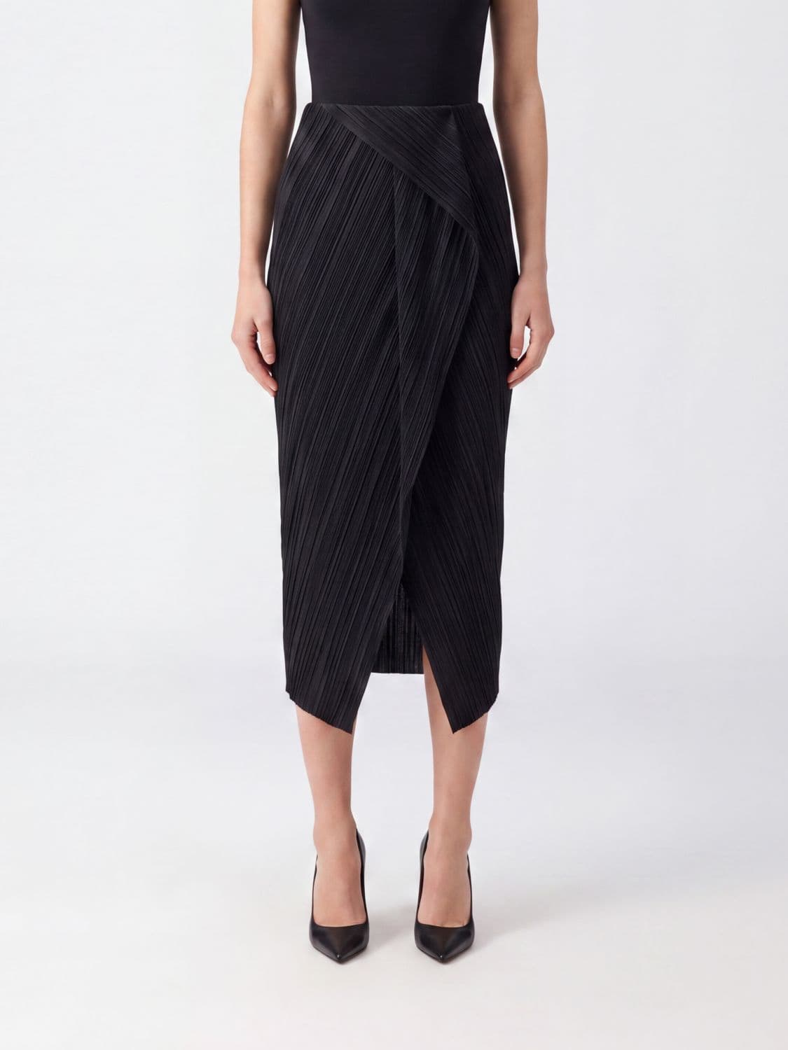 Calvin Klein High-Waisted Crêpe Midi Pencil Skirt with Front Slit