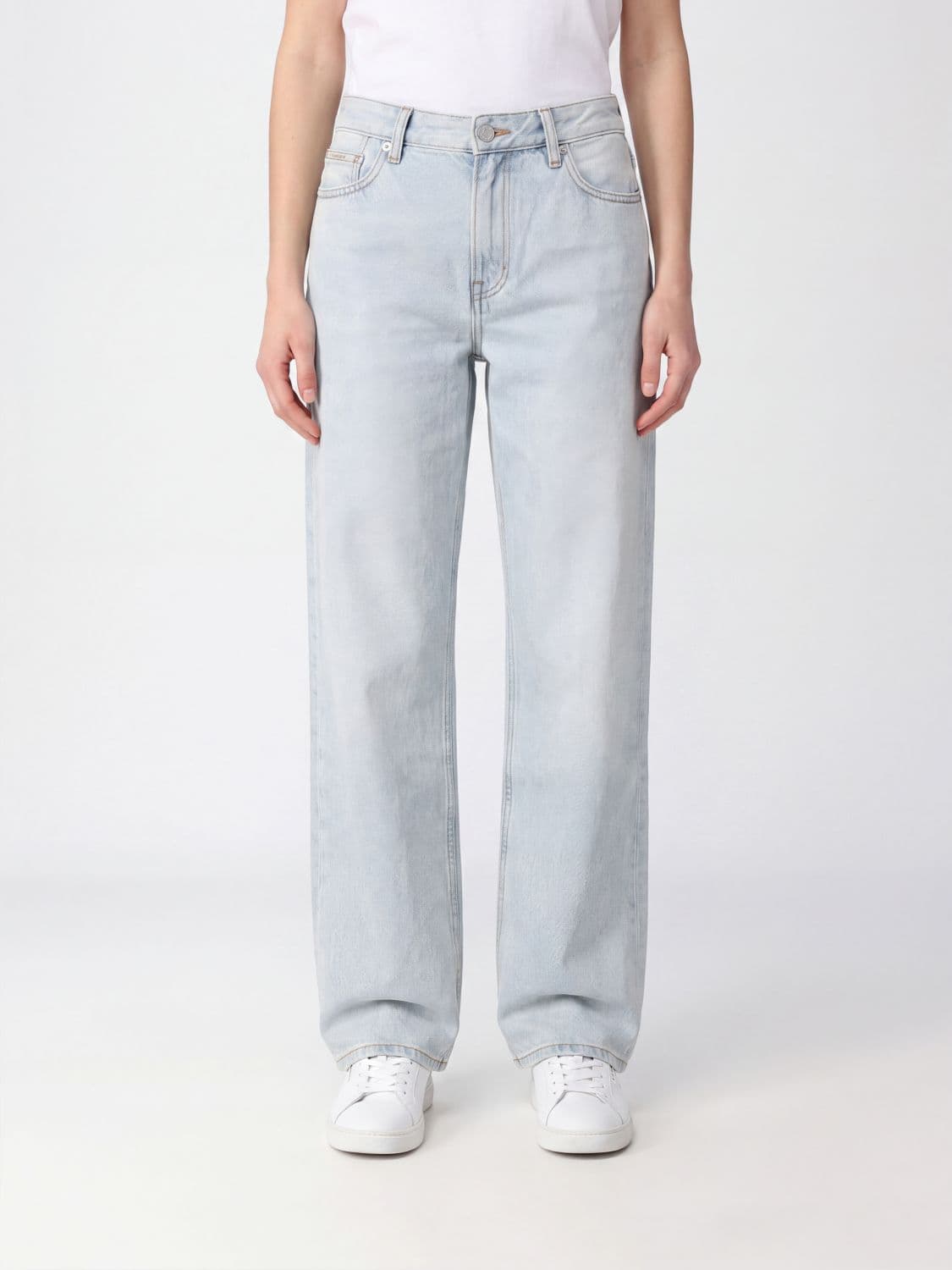 Calvin Klein High-Waisted Wide-Leg Jeans in Cotton Denim