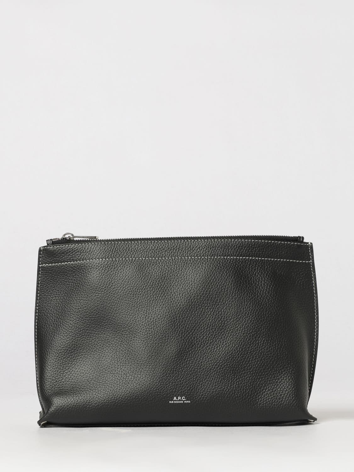 A.p.c. A. P.C. Hammered Calfskin Clutch with Laminated Logo