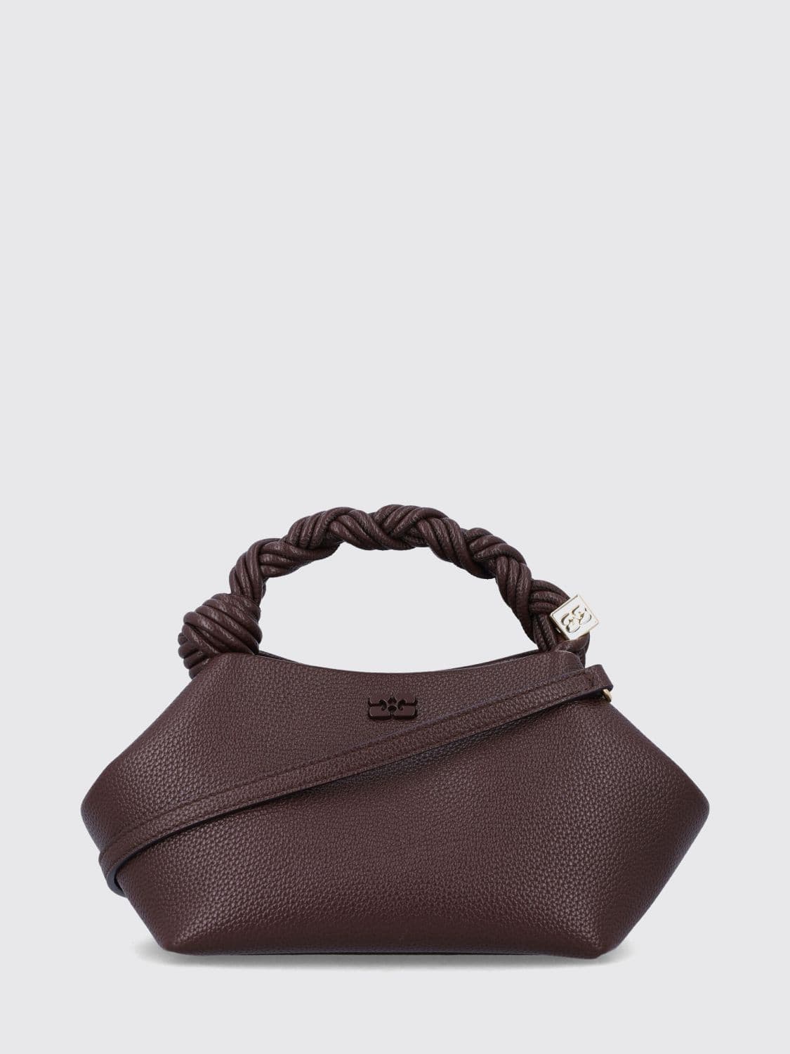 Ganni Mini Bag in Recycled Leather with Braided Handle and Butterfly Logo · OS