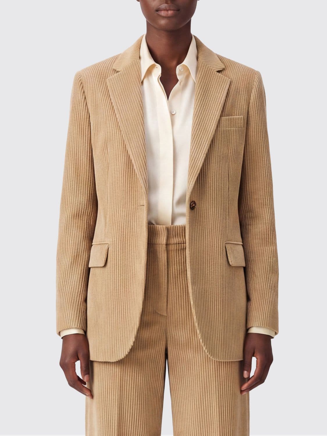 Rohe Single-Breasted Short Cotton Velvet Blazer with V-Neck Lapels
