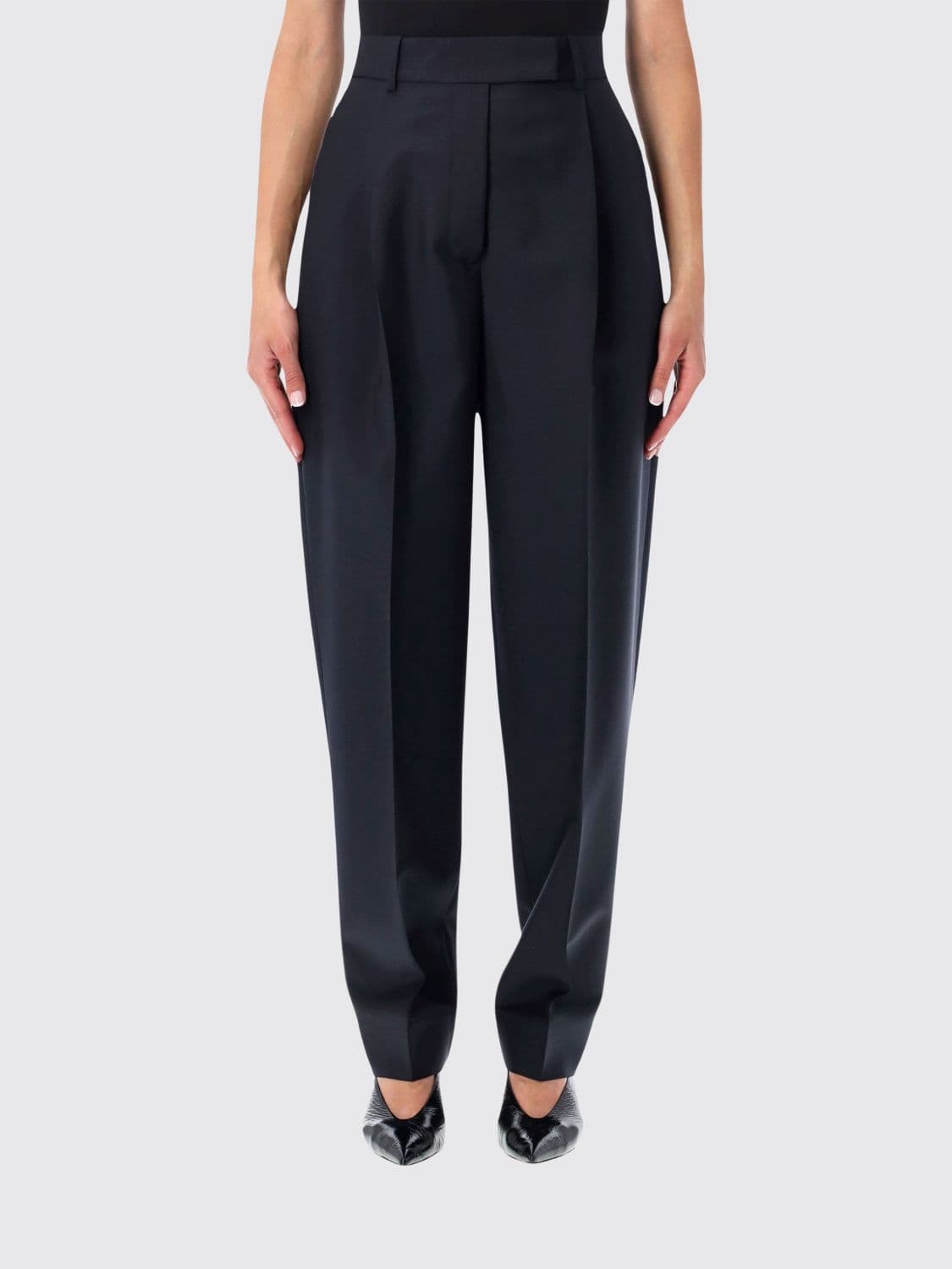 Rohe High-Waisted Wide-Leg Trousers in Virgin Wool and Mohair with Pleats
