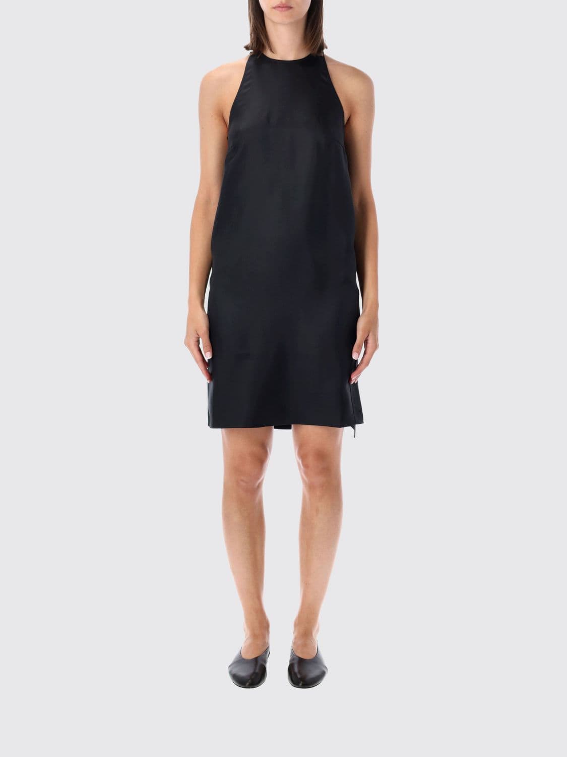 Loulou De Saison Bruna Silk Mini Dress with Halterneck · M