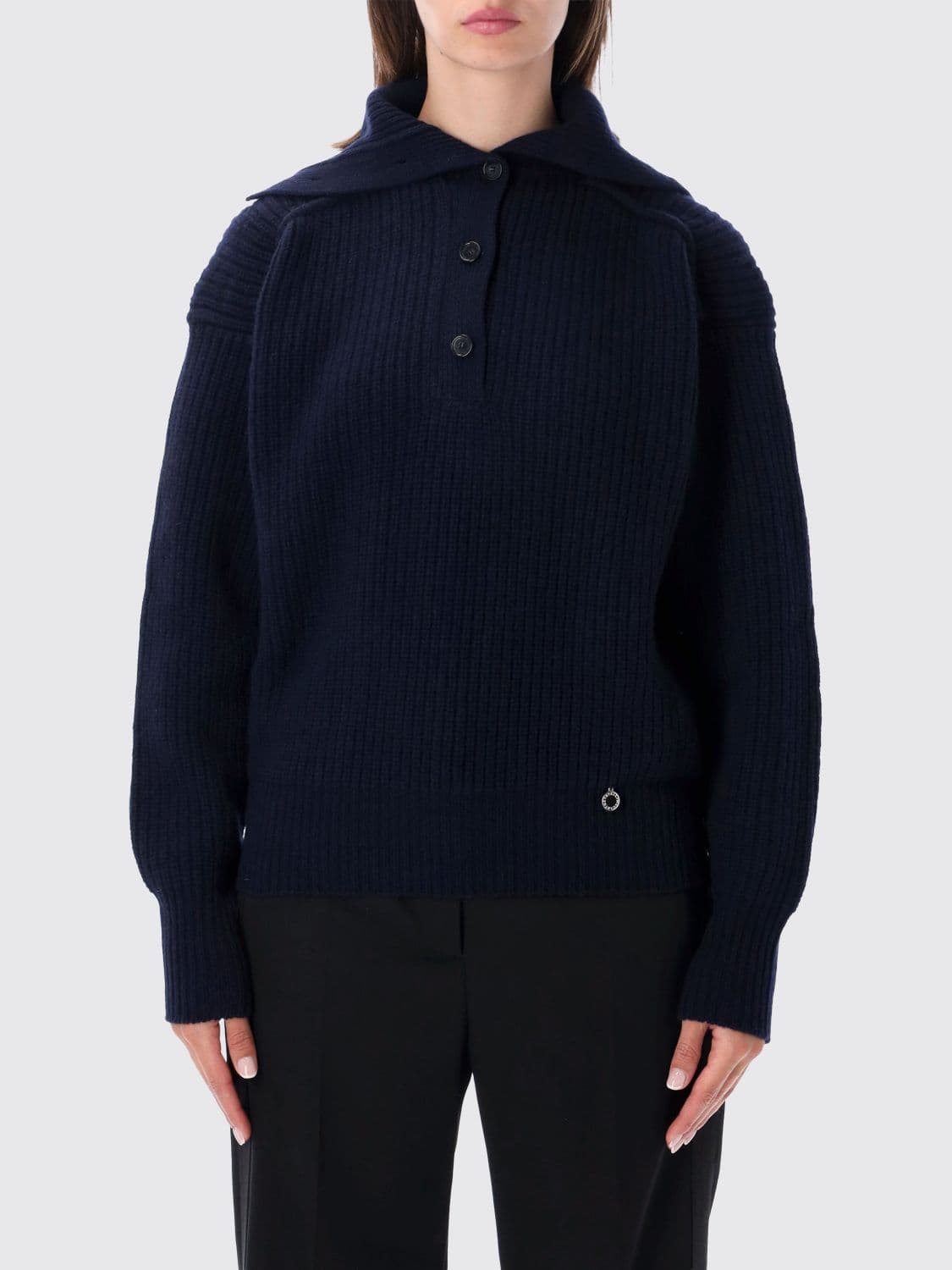 Stella Mccartney Relaxed Fit Cashmere and Virgin Wool Jumper with Sailor Collar