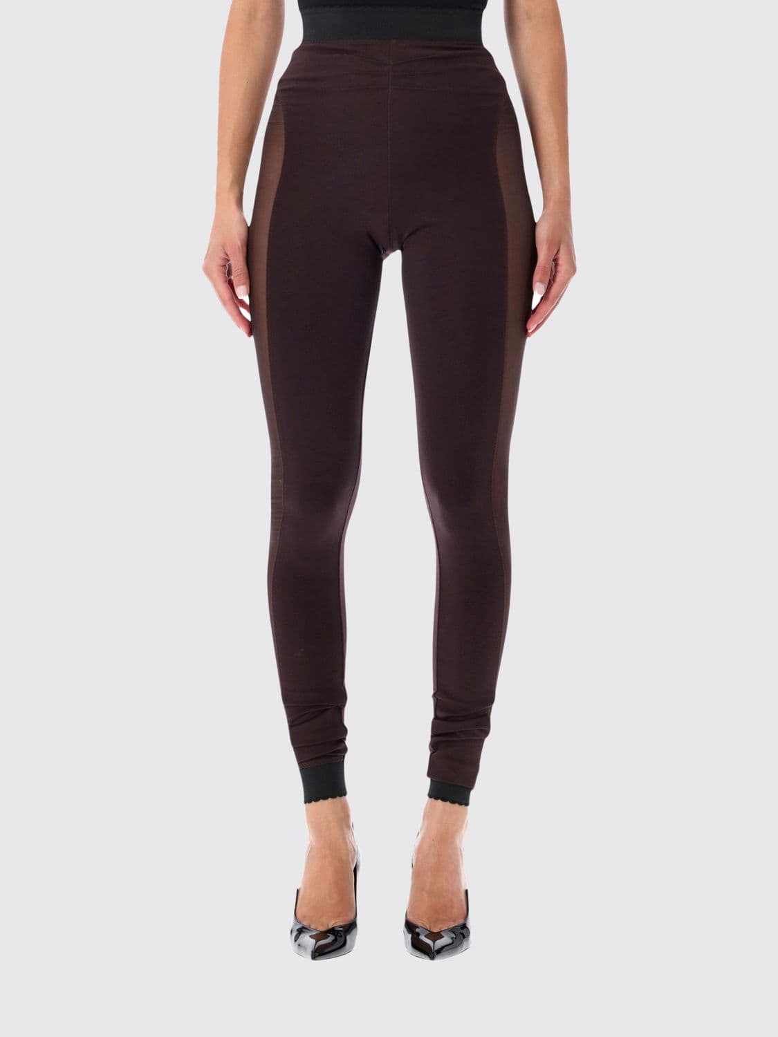 The Attico Skinny High-Waisted Jersey Leggings with Side Bands