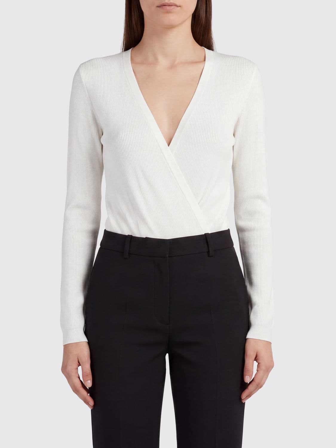 Elisabetta Franchi Silk and Viscose Blend Blouse with Draped V-Neck