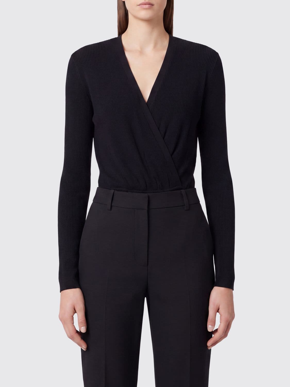 Elisabetta Franchi Silk and Viscose Blend Blouse with Draped V-Neck