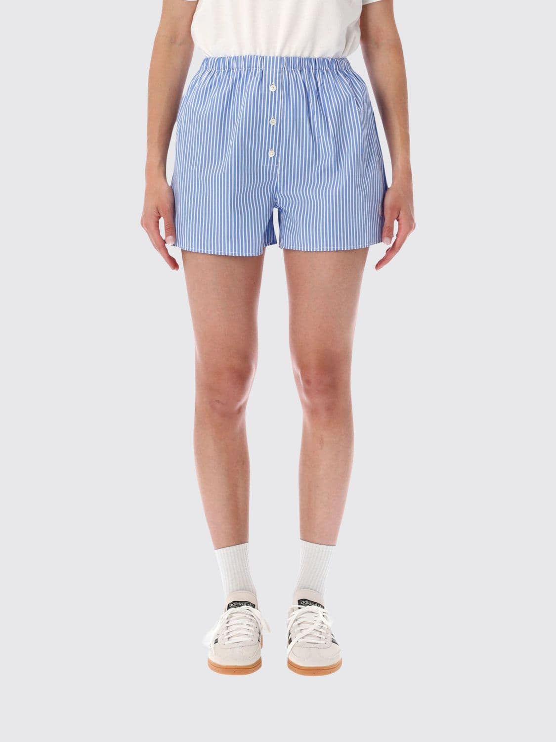 Sporty & Rich High-Waisted Striped Cotton Boxer Shorts