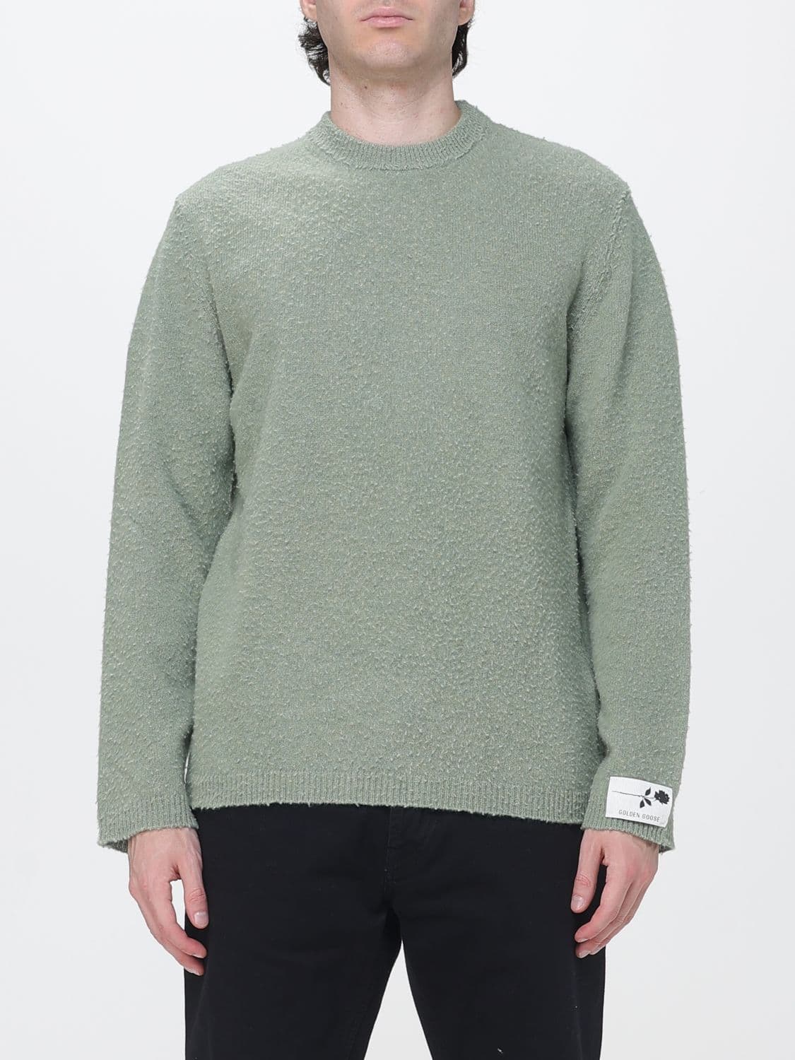 Golden Goose Pure Virgin Wool Crewneck Jumper with Ribbed Trims
