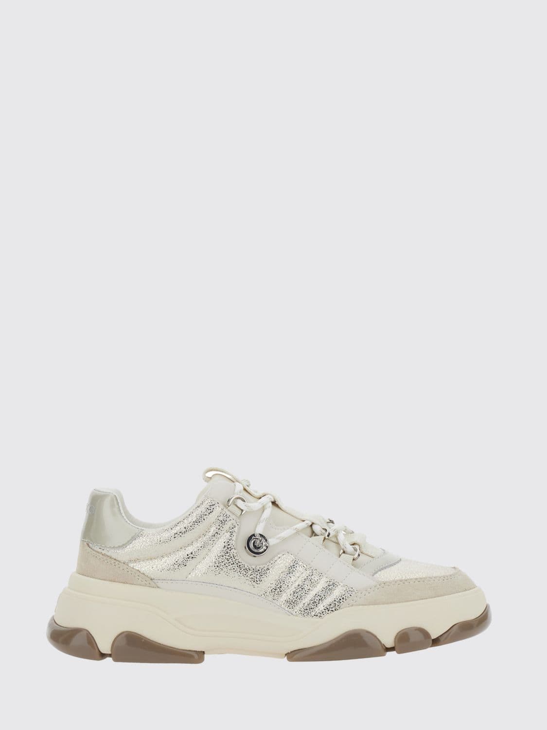 Pinko Low Top Leather and Suede Sneakers with Love Birds Metal Logo