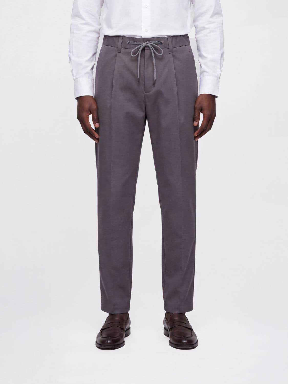 Herno Slim Fit Cotton Trousers with Drawstring Waist and Belt Loops