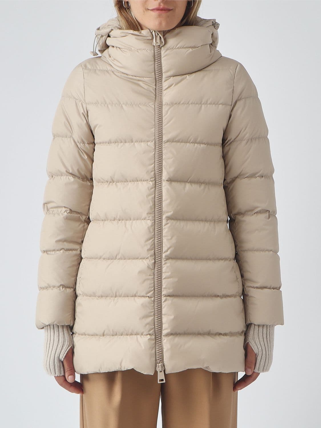 Herno A-Shape Short Water-Repellent Nylon Down Jacket with Hood