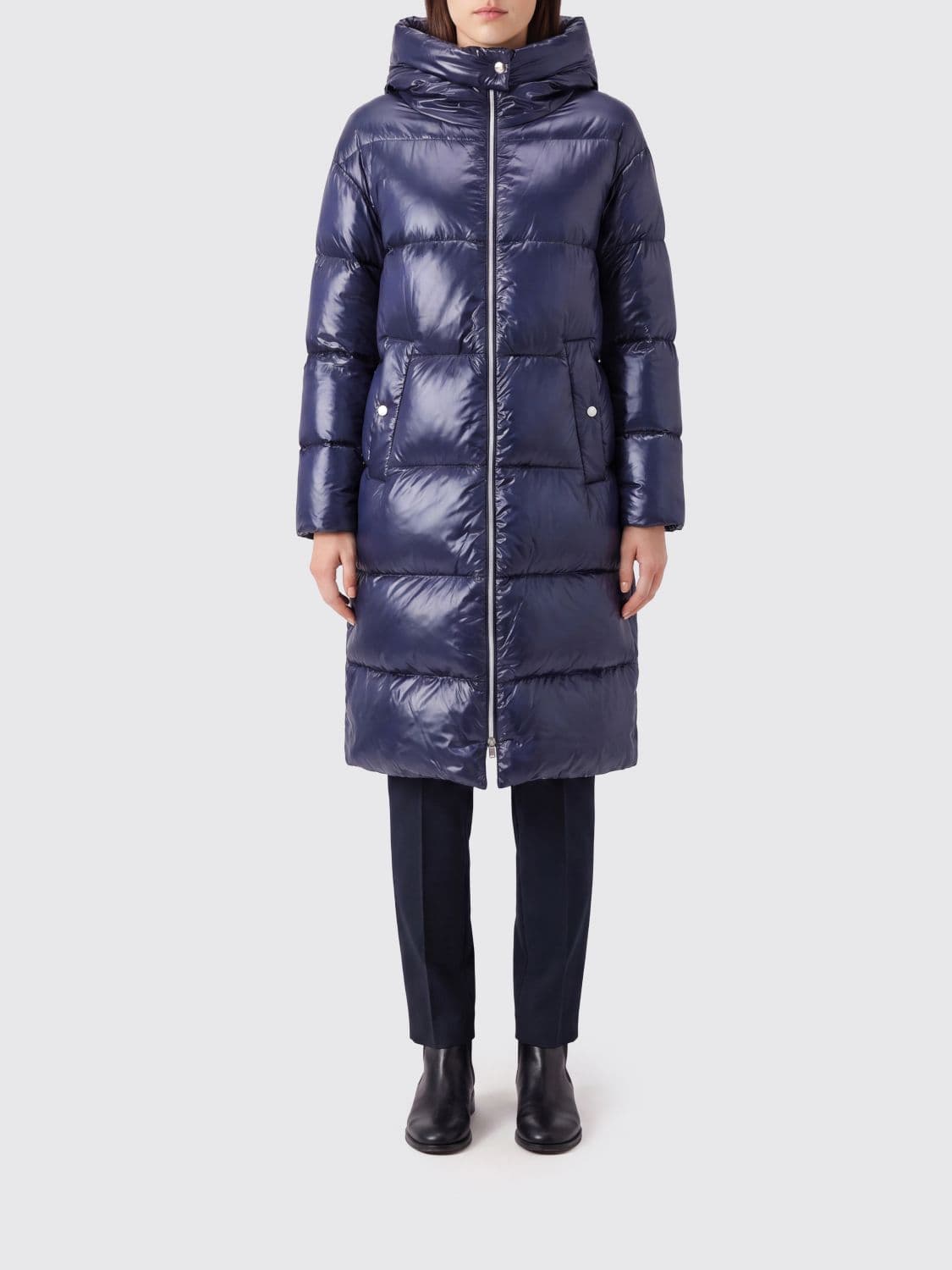Herno Long Waterproof Quilted Nylon Down Coat with Hood