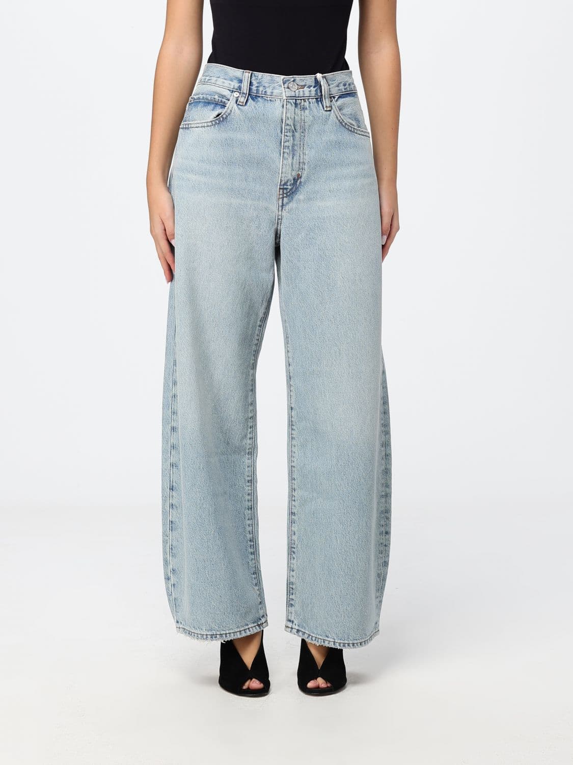Frame The Bow High-Waisted Cropped Wide-Leg Cotton Denim Jeans